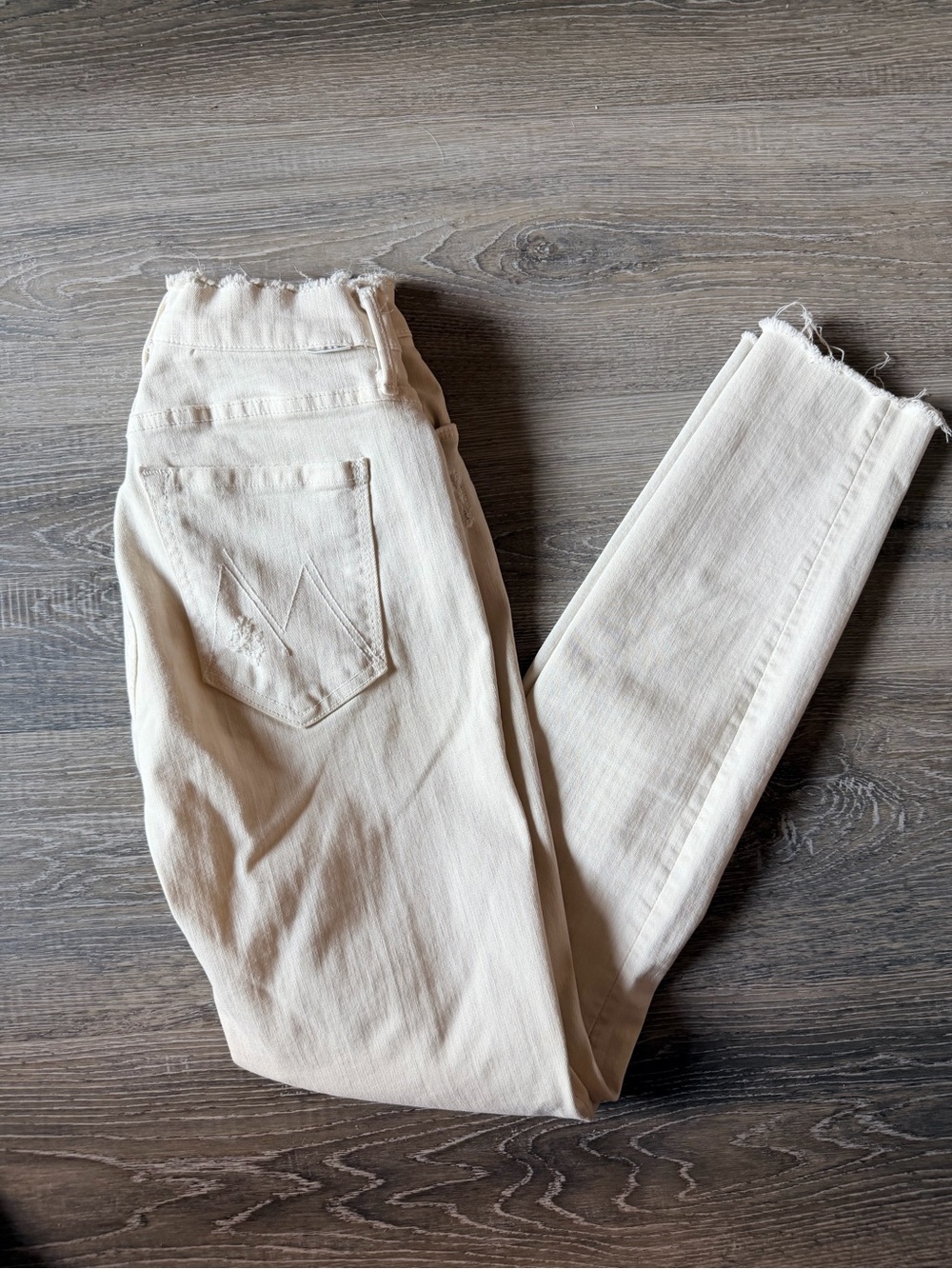 MOTHER White Distressed Skinny Jeans Size 27 Premium Designer Denim